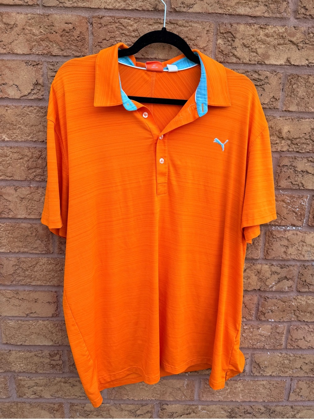 4/$25 • Puma Orange Polo with Light Blue Trim